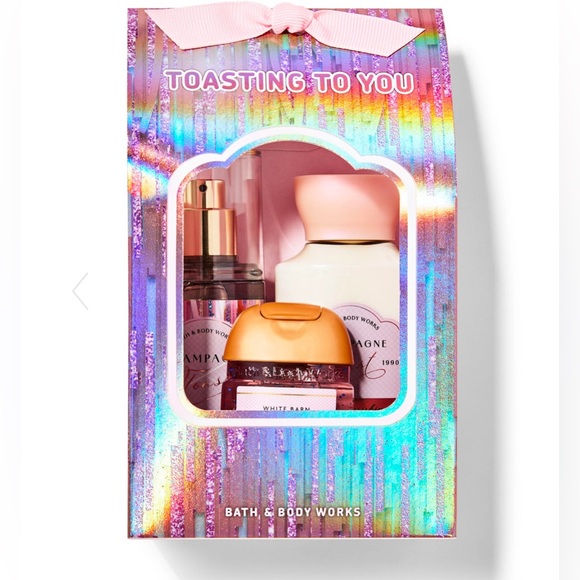 NWT-B&BW Champagne Toast Mini Gift Set & Polar Bear With Tinsel Pompoms Holder - Picture 2 of 9